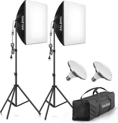Kit studio photo avec softbox LED 50W et trépieds