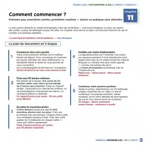 « Photographier la rue » Un guide premium de 44 pages pour maîtriser la street photography de A à Z. Techniques, réglages, lumière, composition, matériel testé 2026, grands noms de la discipline et projets créatifs — tout ce qu’il faut pour sortir, déclencher et progresser.