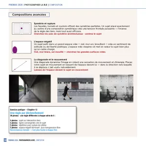 « Photographier la rue » Un guide premium de 44 pages pour maîtriser la street photography de A à Z. Techniques, réglages, lumière, composition, matériel testé 2026, grands noms de la discipline et projets créatifs — tout ce qu’il faut pour sortir, déclencher et progresser.