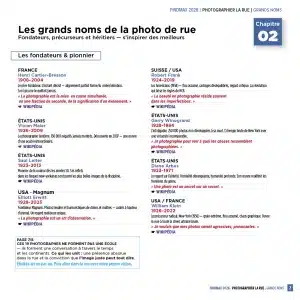 « Photographier la rue » Un guide premium de 44 pages pour maîtriser la street photography de A à Z. Techniques, réglages, lumière, composition, matériel testé 2026, grands noms de la discipline et projets créatifs — tout ce qu’il faut pour sortir, déclencher et progresser.
