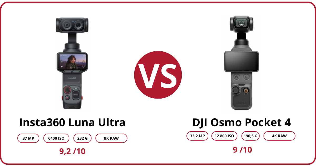 Comparatif Insta360 Luna Ultra VS DJI Osmo Pocket 4