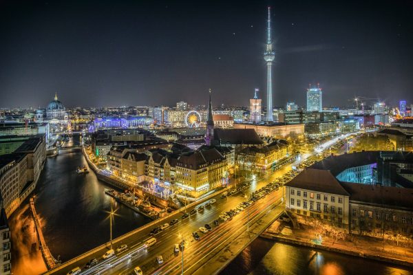 Vue de nuit du centre de Berlin